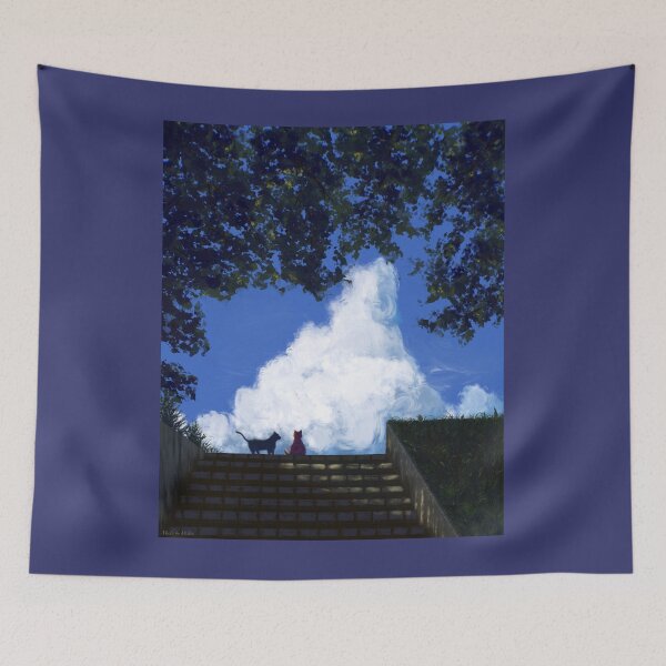 Item preview, Painting of two stray cats enjoying summer days designed and sold by Witseart.