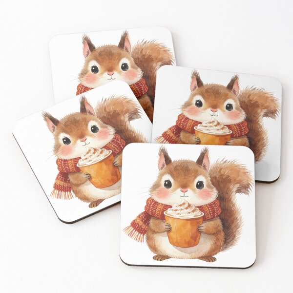 Artikelvorschau, Autumn Squirrel Sticker | Cozy Fall Cappuccino Squirrel entworfen und verkauft von AillustriaAK.