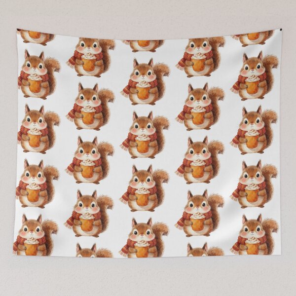 Item preview, Autumn Squirrel Sticker | Cozy Fall Cappuccino Squirrel designed and sold by AillustriaAK.