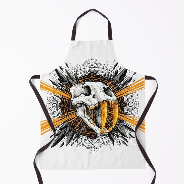 Item preview, Cyber Sabertooth Skull Neon Amber - Super Chaotic Maximalist Art designed and sold by krish-prints.
