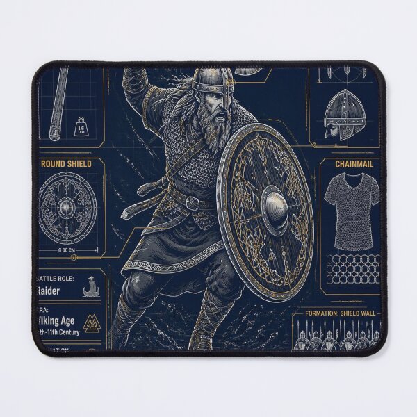 Item preview, Viking Blueprint | Norse Warrior Technical Illustration | Axe Shield & Helmet Design designed and sold by SunnyDesign82.