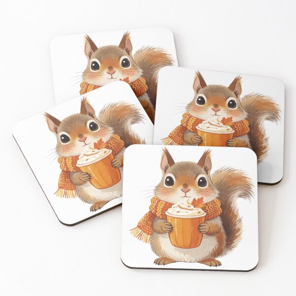Artikelvorschau, Autumn Squirrel Sticker | Cozy Fall Cappuccino Squirrel entworfen und verkauft von AillustriaAK.