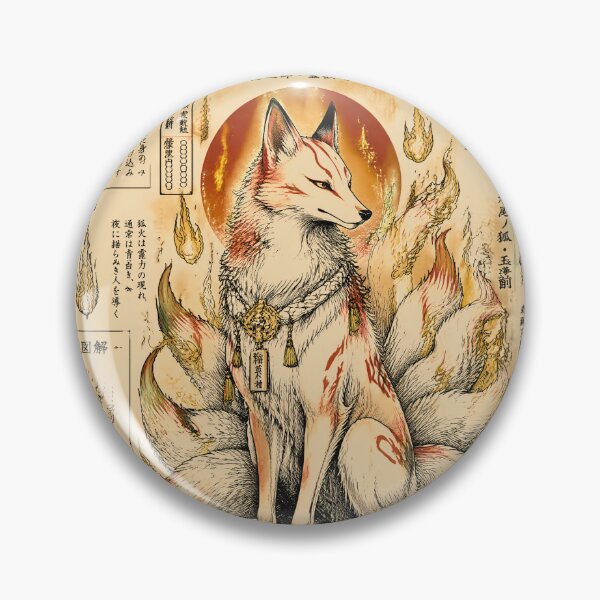 Item preview, Nine-Tailed Fox Kitsune Art – Japanese Yokai Spirit Illustration designed and sold by kaxymax.