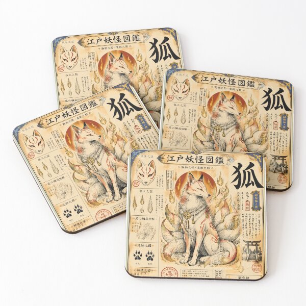 Item preview, Nine-Tailed Fox Kitsune Art – Japanese Yokai Spirit Illustration designed and sold by kaxymax.