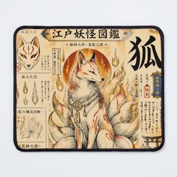 Item preview, Nine-Tailed Fox Kitsune Art – Japanese Yokai Spirit Illustration designed and sold by kaxymax.