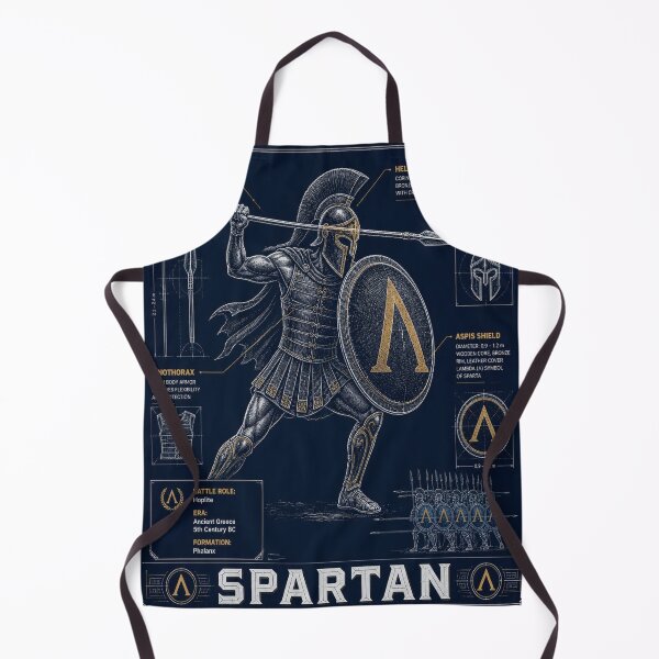 Item preview, Spartan Blueprint | Ancient Greek Hoplite Technical Illustration | Spear Shield & Helmet Design designed and sold by SunnyDesign82.