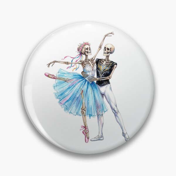 Item preview, Romantic skeleton ballet dancers in watercolor for Halloween designed and sold by VibranPalette.