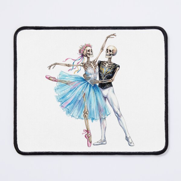 Item preview, Romantic skeleton ballet dancers in watercolor for Halloween designed and sold by VibranPalette.