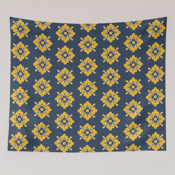 Item preview, Flower Yellow on Blue Background Pattern design designed and sold by timizar.