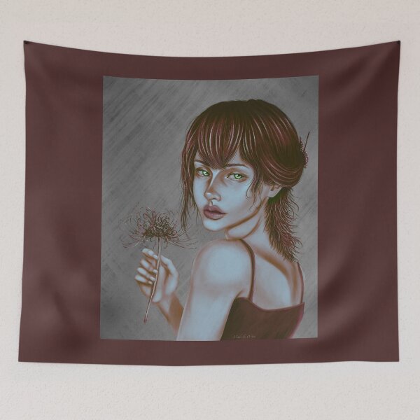 Item preview, Beautiful girl holding a spider lily flower in her hand designed and sold by Witseart.