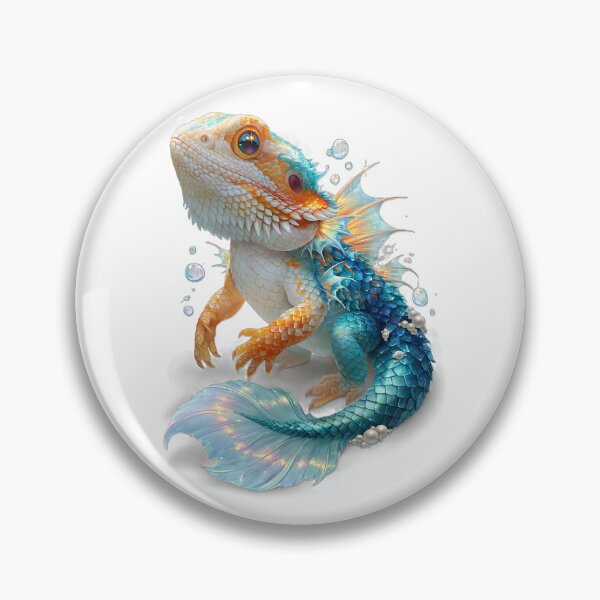 Item preview, Kawaii Bearded Dragon Mermaid | Cute Reptile Ocean Art designed and sold by Moonlit Menagerie.