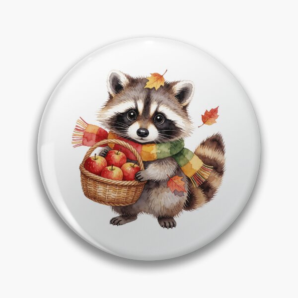 Item preview, Autumn Raccoon Sticker | Cute Fall Raccoon with Apples designed and sold by AillustriaAK.