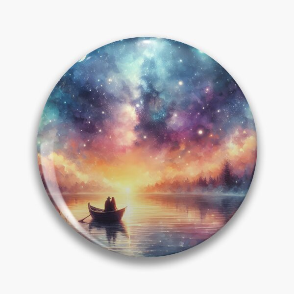 Item preview, Anniversary Starry Boat Scene – Romantic Cosmic Nature Art designed and sold by stylishdzign.