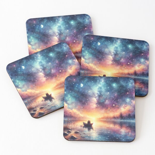 Item preview, Anniversary Starry Boat Scene – Romantic Cosmic Nature Art designed and sold by stylishdzign.