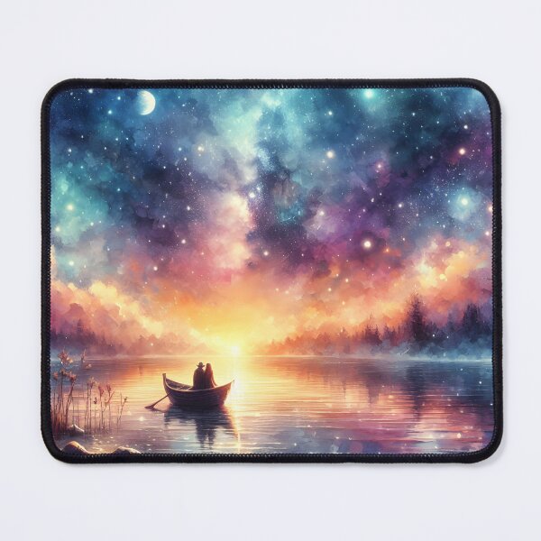 Item preview, Anniversary Starry Boat Scene – Romantic Cosmic Nature Art designed and sold by stylishdzign.