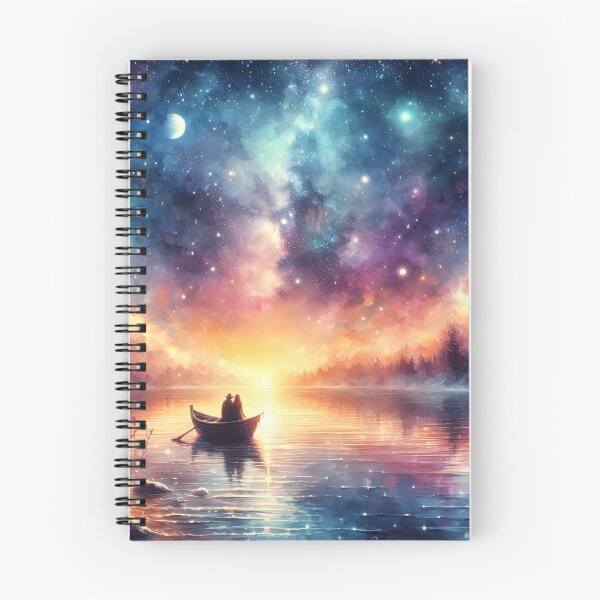 Item preview, Anniversary Starry Boat Scene – Romantic Cosmic Nature Art designed and sold by stylishdzign.