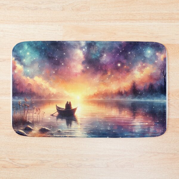 Item preview, Anniversary Starry Boat Scene – Romantic Cosmic Nature Art designed and sold by stylishdzign.