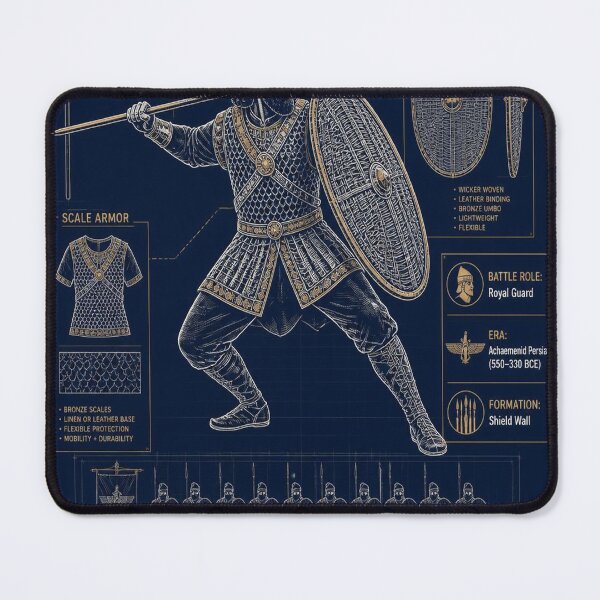 Item preview, Persian Immortal Blueprint | Achaemenid Royal Guard Technical Illustration | Spear Shield & Scale Armor designed and sold by SunnyDesign82.