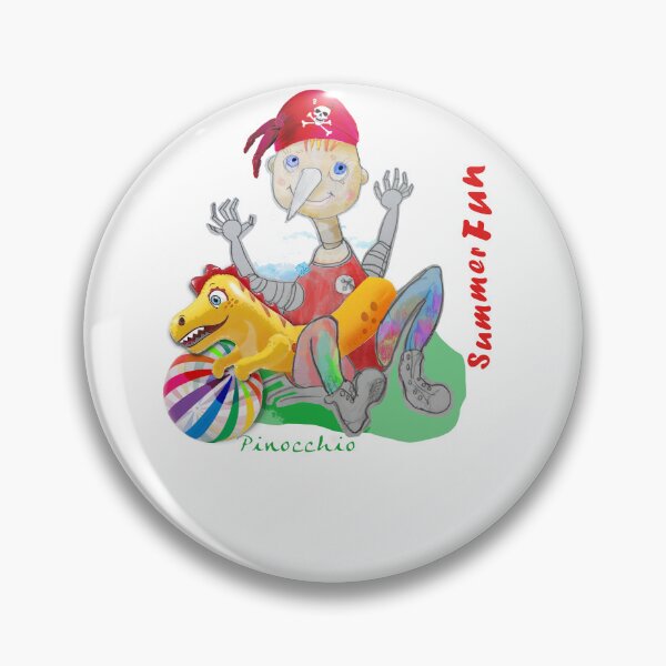 Item preview, Summer Fun Playing Wood PINOCCHIO with Swimming Dinosaur (Original Drawing by ACCI) designed and sold by VanyssaGraphics.