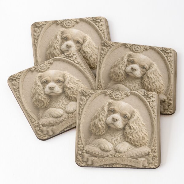 Item preview, Vintage Cavalier King Charles Spaniel Relief Art | Elegant Dog Portrait designed and sold by ManJiangHong.