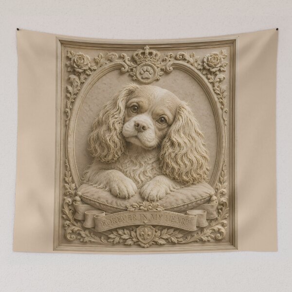 Item preview, Vintage Cavalier King Charles Spaniel Relief Art | Elegant Dog Portrait designed and sold by ManJiangHong.