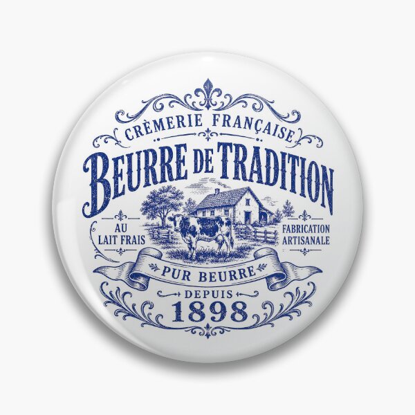 Aperçu de l'œuvre Étiquette vintage de beurre de tradition française | Illustration rustique du beurre créée et vendue par newnomads-art.
