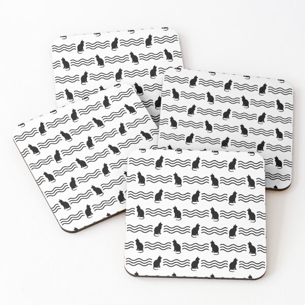 Item preview, Black & white cats pattern designed and sold by Mint + Midnight.