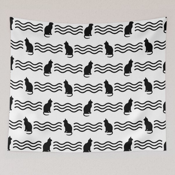Item preview, Black & white cats pattern designed and sold by Mint + Midnight.
