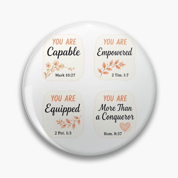 Item preview, Christian Encouragement Sticker Set for Women - You Are Capable Empowered Equipped More Than a Conqueror designed and sold by For His  Glory.