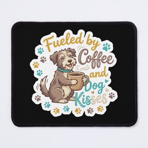 Item preview, Coffee and Dog Kisses Cute Pup Sticker designed and sold by Sketchlegacy.