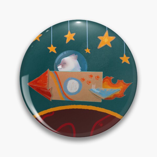 Item preview, Cat in Cardboard Rocket Flying Off to Space designed and sold by CosmicNCozy.