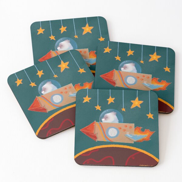 Item preview, Cat in Cardboard Rocket Flying Off to Space designed and sold by CosmicNCozy.