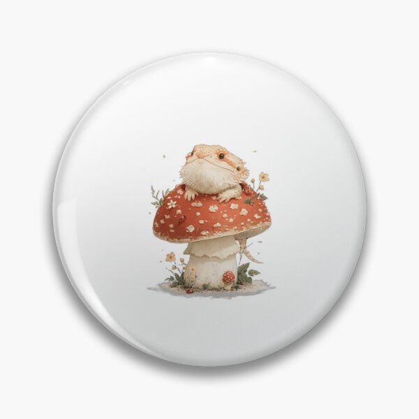 Item preview, Kawaii Bearded Dragon Mushroom | Cute Reptile Cottagecore Art designed and sold by Moonlit Menagerie.