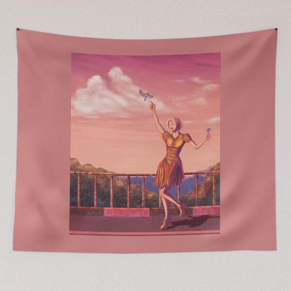 Item preview, Beautiful girl walking on a bridge during sunset designed and sold by Witseart.