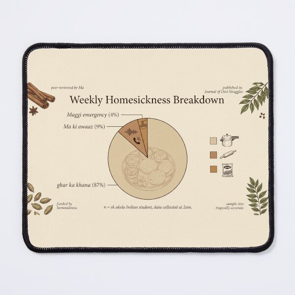 Item preview, Ghar Ka Khana Desi Student Homesickness Pie Chart designed and sold by Whimwick.
