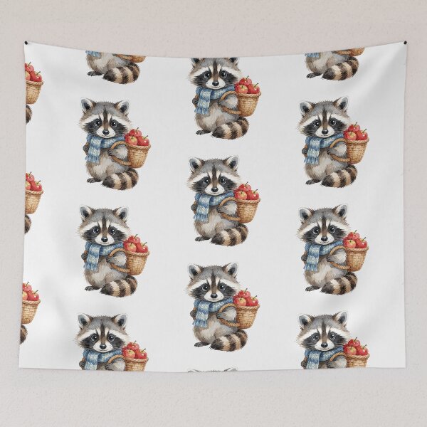 Item preview, Autumn Raccoon Sticker | Cute Fall Raccoon with Apples designed and sold by AillustriaAK.
