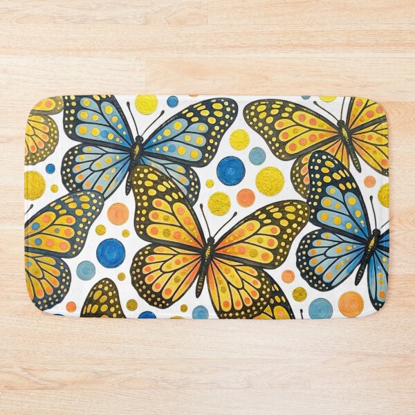 Item preview, Blue Yellow Orange Butterfly Detailed Wings with Matching Circles Spiritual Art designed and sold by Good Vibes .