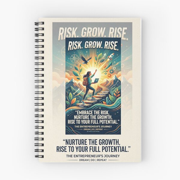 Item preview, Risk Grow Rise - The Entrepreneur's Journey Quote designed and sold by ArtworkNorth.