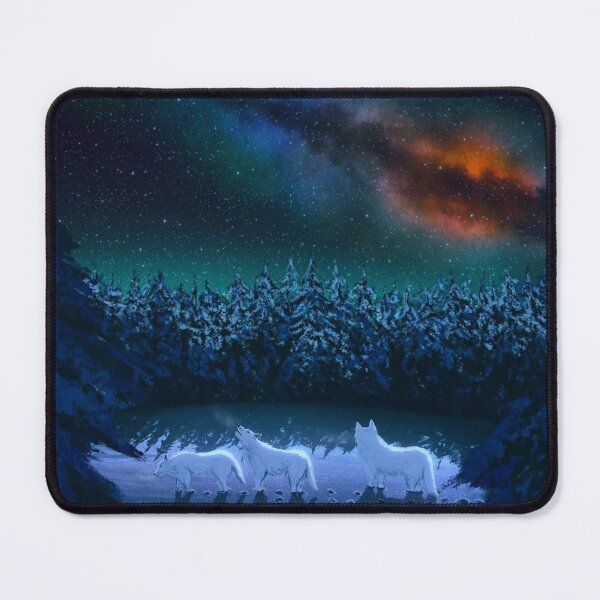 Item preview, Three wolves in winter forest night sky stars designed and sold by Witseart.