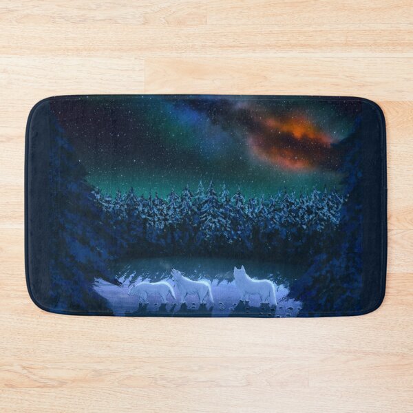 Item preview, Three wolves in winter forest night sky stars designed and sold by Witseart.