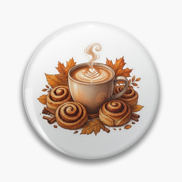 Item preview, Cozy Fall Coffee Sticker | Cinnamon Rolls and Autumn Leaves designed and sold by AillustriaAK.