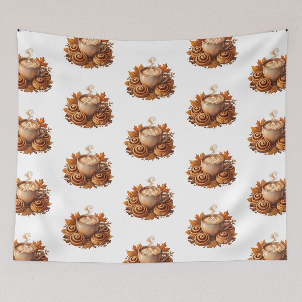 Item preview, Cozy Fall Coffee Sticker | Cinnamon Rolls and Autumn Leaves designed and sold by AillustriaAK.