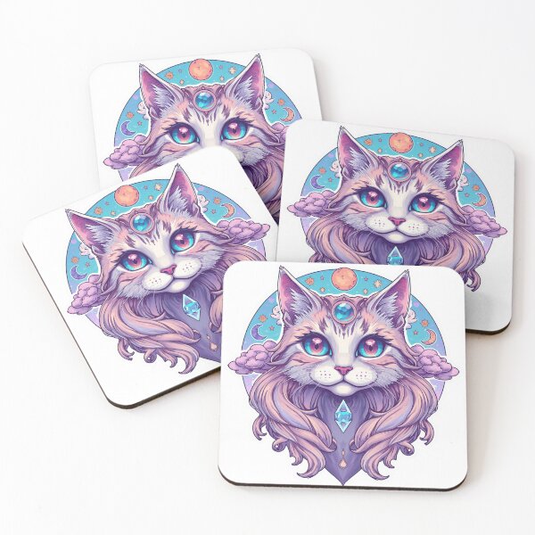 Aperçu de l'œuvre Chat mystique céleste – Autocollant chat pastel cosmique fantastique Sky Precure Design créée et vendue par Vvmd.