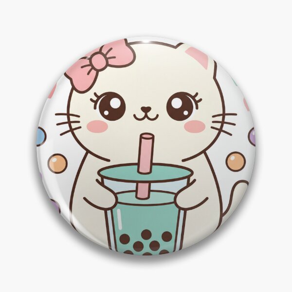 Item preview, Adorable Kawaii Cat with Pastel Boba Tea designed and sold by MoonlitDoodles1.