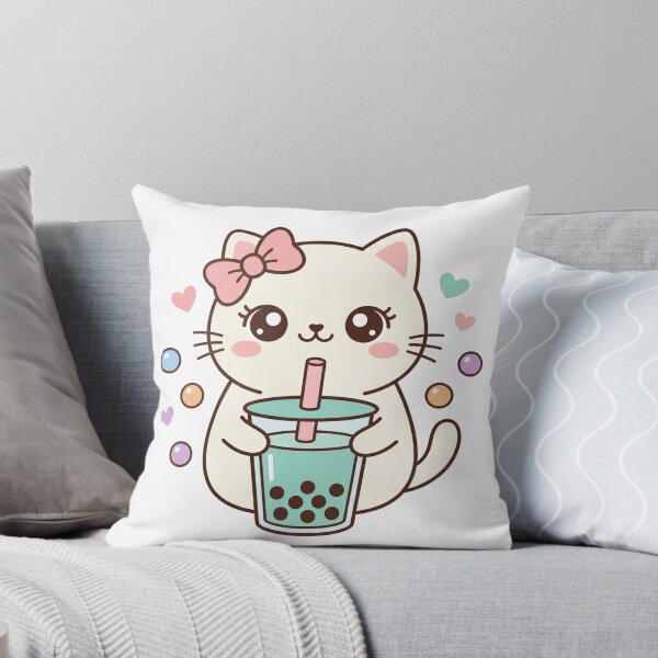 Item preview, Adorable Kawaii Cat with Pastel Boba Tea designed and sold by MoonlitDoodles1.