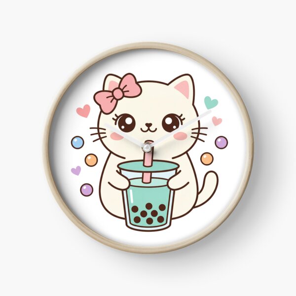 Item preview, Adorable Kawaii Cat with Pastel Boba Tea designed and sold by MoonlitDoodles1.
