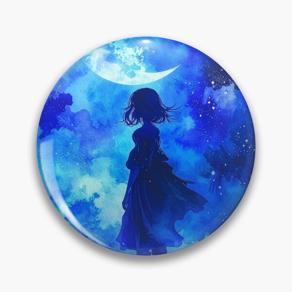 Item preview, Anime Girl Gazing at Crescent Moon designed and sold by BetweenForms.