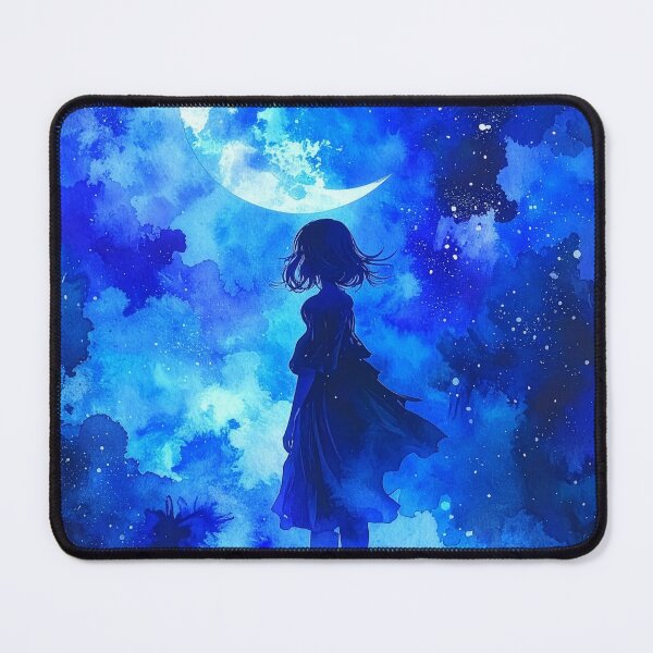 Item preview, Anime Girl Gazing at Crescent Moon designed and sold by BetweenForms.