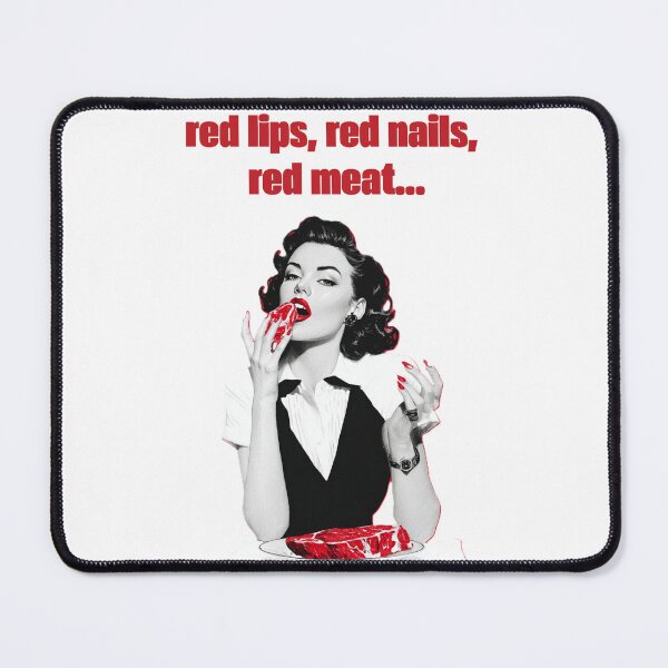 Item preview, Red lips, red nails, red meat pin-up girl style for steak loving ladies designed and sold by BeautyFullMerch.