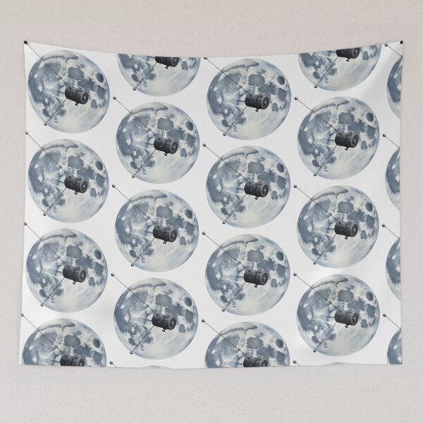 Item preview, Retro Satellite Moon Space Illustration designed and sold by SpatialPost.